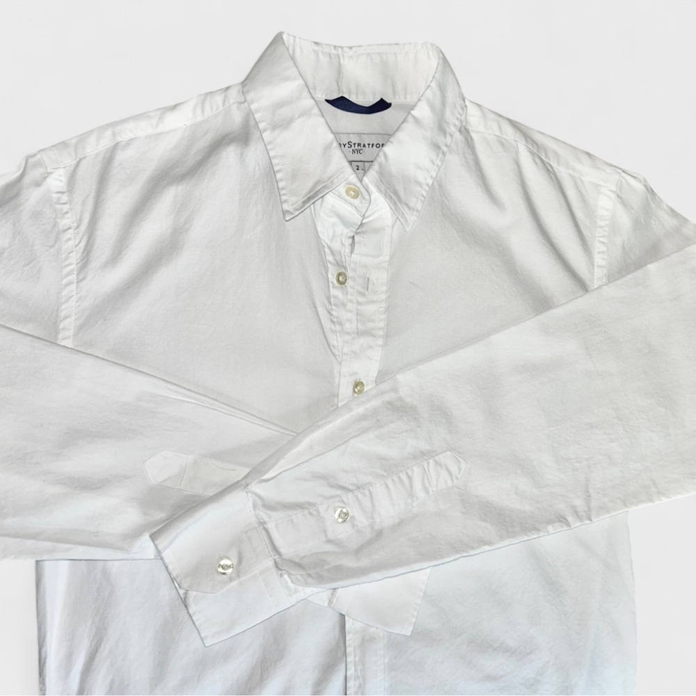 👔 Teddy Stratford white mens slim fit long sleeve casual dress shirt size medium